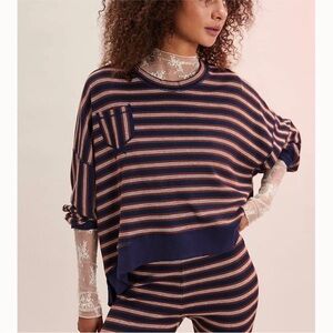 NWT! 🌟Free People Make It Happen Pullover🌟. Size Small. Color Brown/Navy